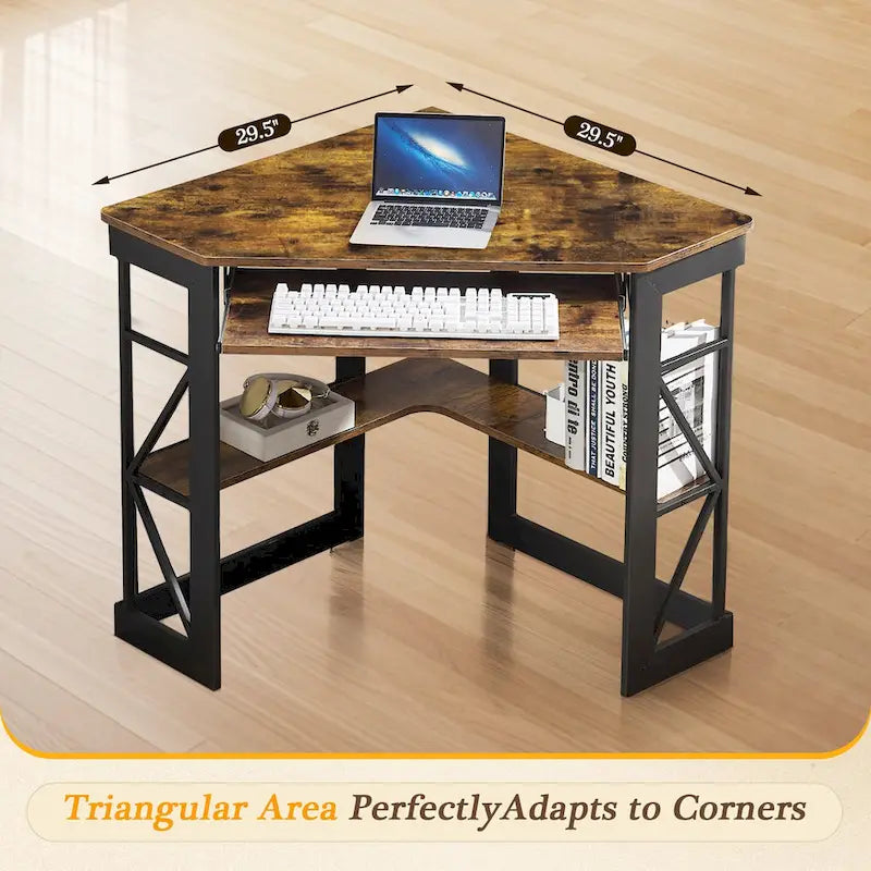 Bureau d'angle avec plateau coulissant pour clavier - Table d'étude, d'écriture ou d'ordinateur