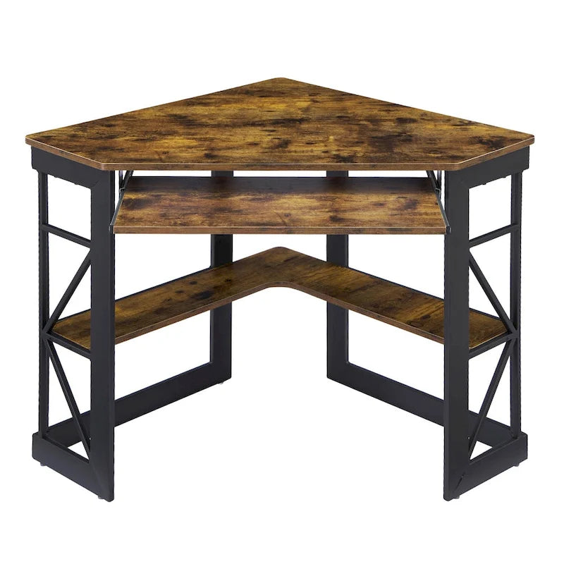 Bureau d'angle avec plateau coulissant pour clavier - Table d'étude, d'écriture ou d'ordinateur