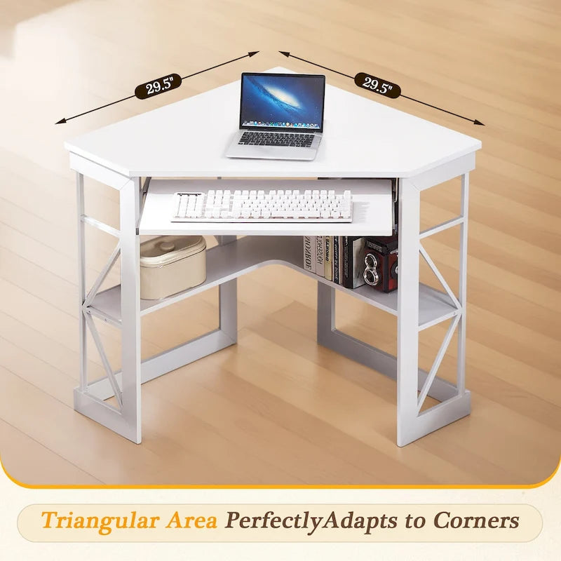 Bureau d'angle avec plateau coulissant pour clavier - Table d'étude, d'écriture ou d'ordinateur