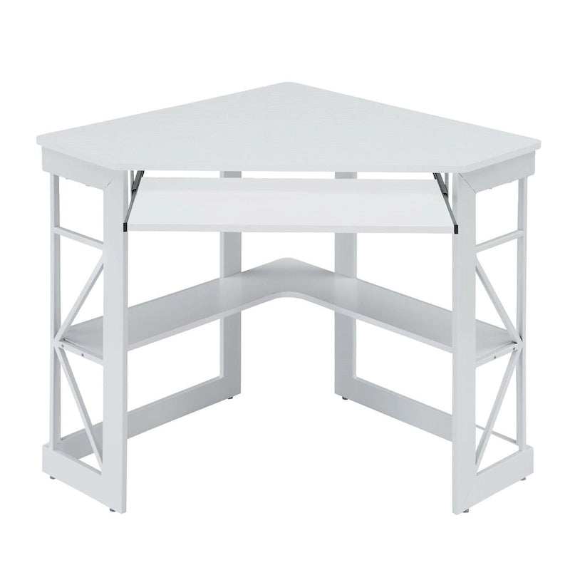 Bureau d'angle avec plateau coulissant pour clavier - Table d'étude, d'écriture ou d'ordinateur