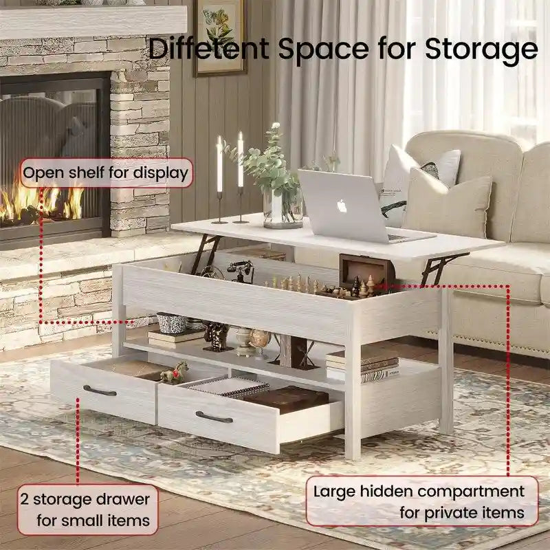 Table basse relevable - 19,7P x 43,3L x 24,8H