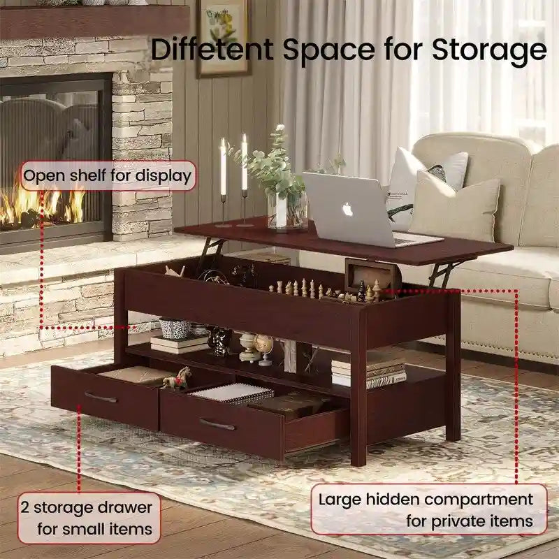 Table basse relevable - 19,7P x 43,3L x 24,8H