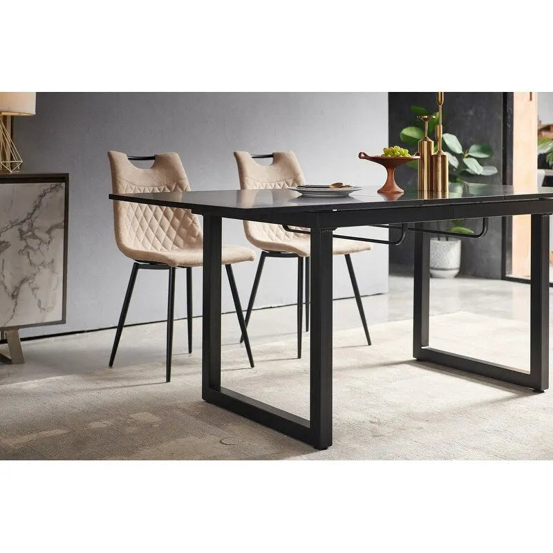 Table à manger extensible carrée 70,86 W avec pied en métal