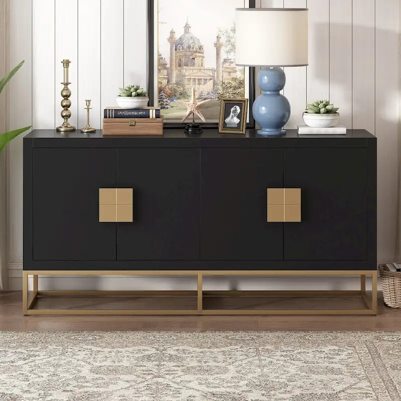 Buffet moderne avec pieds de support uniques et étagères réglables