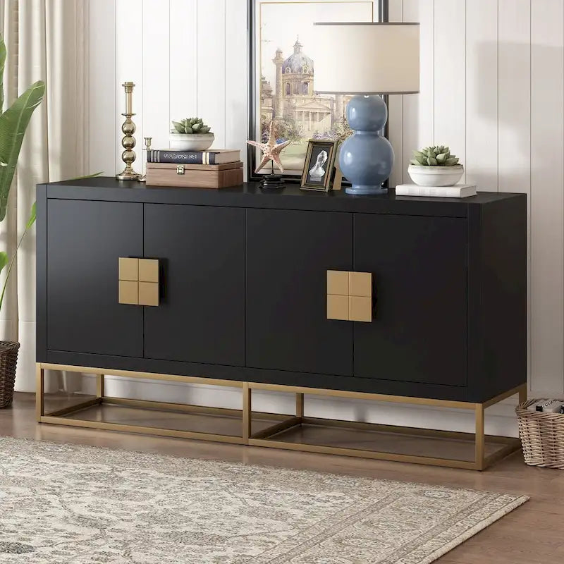 Buffet moderne avec pieds de support uniques et étagères réglables