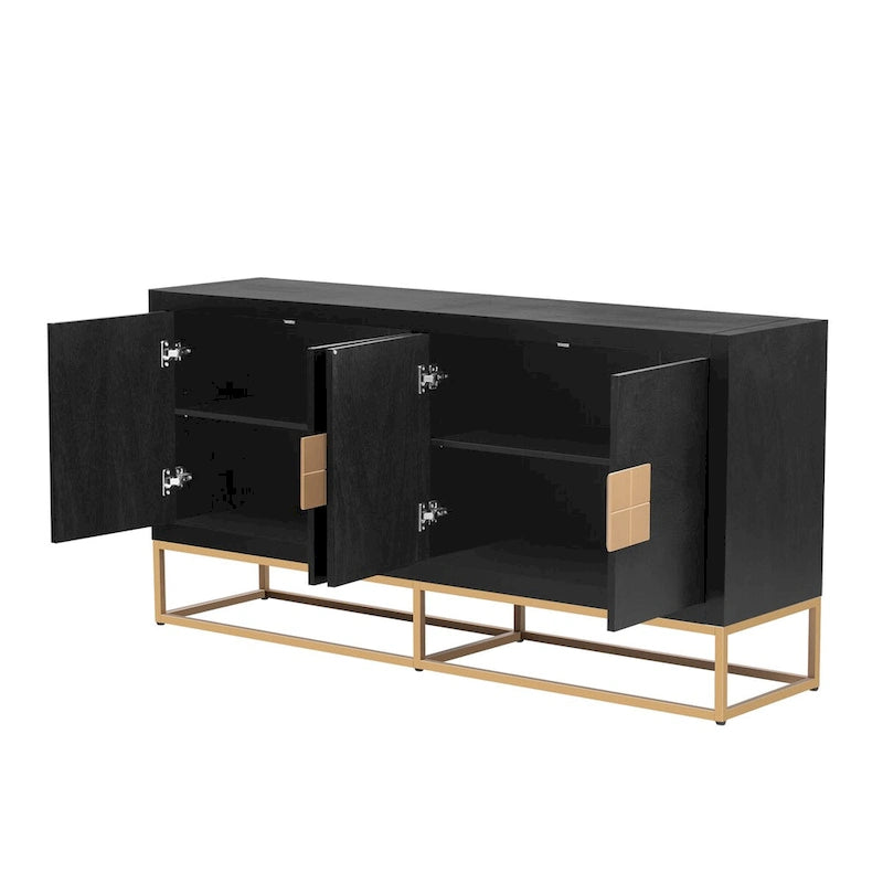 Buffet moderne avec pieds de support uniques et étagères réglables