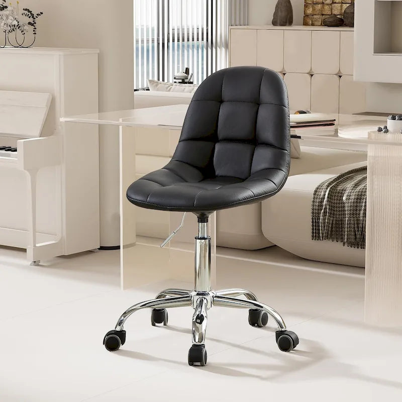 Chaise de bureau à domicile sans accoudoirs, chaise de bureau d'ordinateur réglable en hauteur avec roulettes