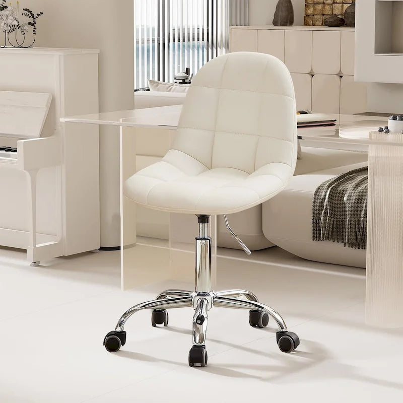 Chaise de bureau à domicile sans accoudoirs, chaise de bureau d'ordinateur réglable en hauteur avec roulettes