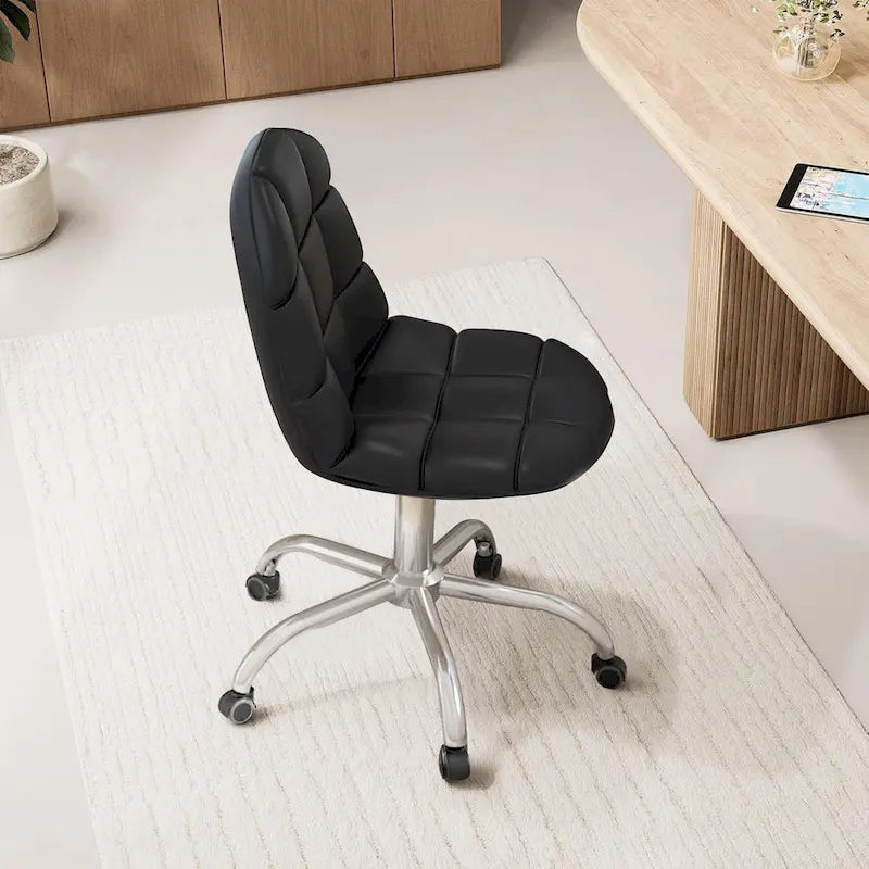 Chaise de bureau à domicile sans accoudoirs, chaise de bureau d'ordinateur réglable en hauteur avec roulettes