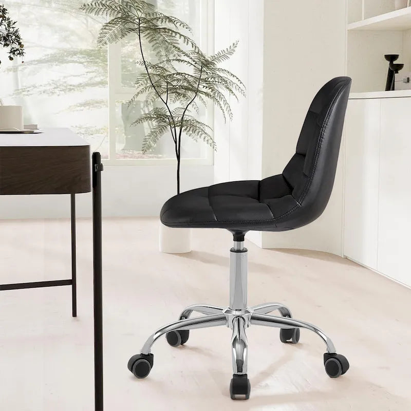 Chaise de bureau à domicile sans accoudoirs, chaise de bureau d'ordinateur réglable en hauteur avec roulettes