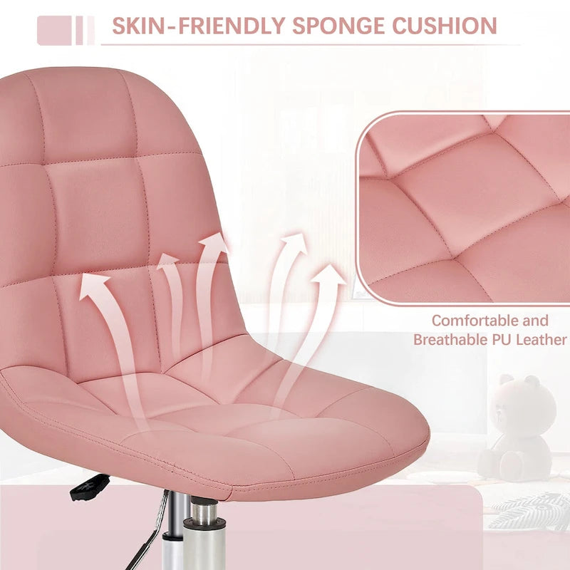 Chaise de bureau à domicile sans accoudoirs, chaise de bureau d'ordinateur réglable en hauteur avec roulettes