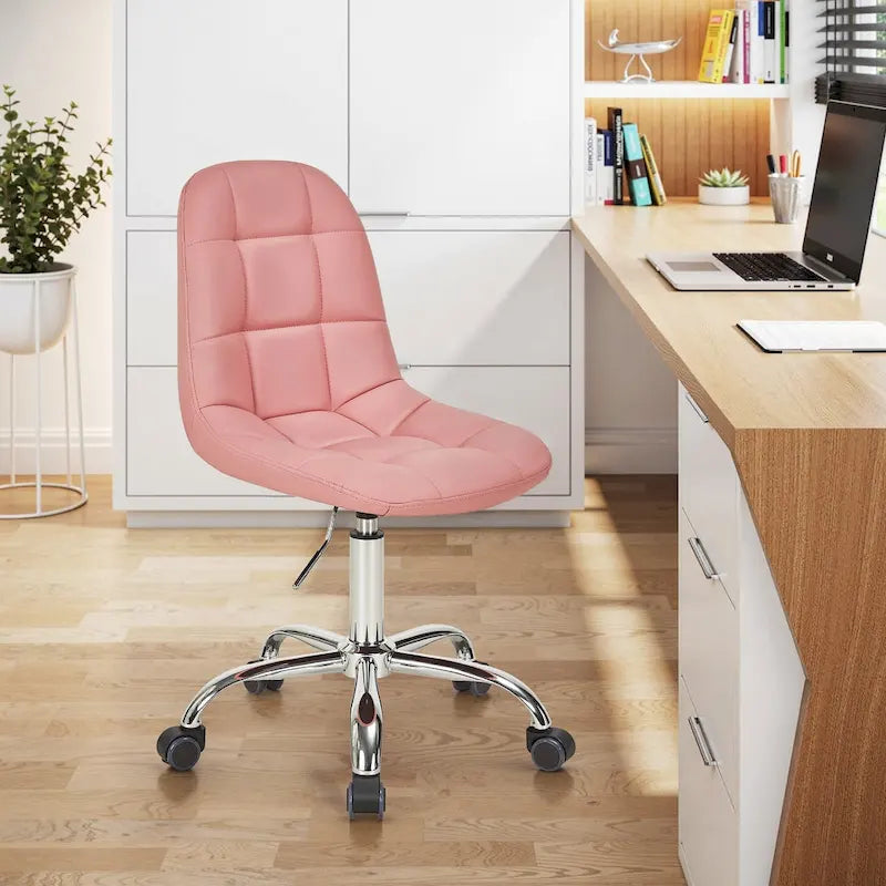 Chaise de bureau à domicile sans accoudoirs, chaise de bureau d'ordinateur réglable en hauteur avec roulettes