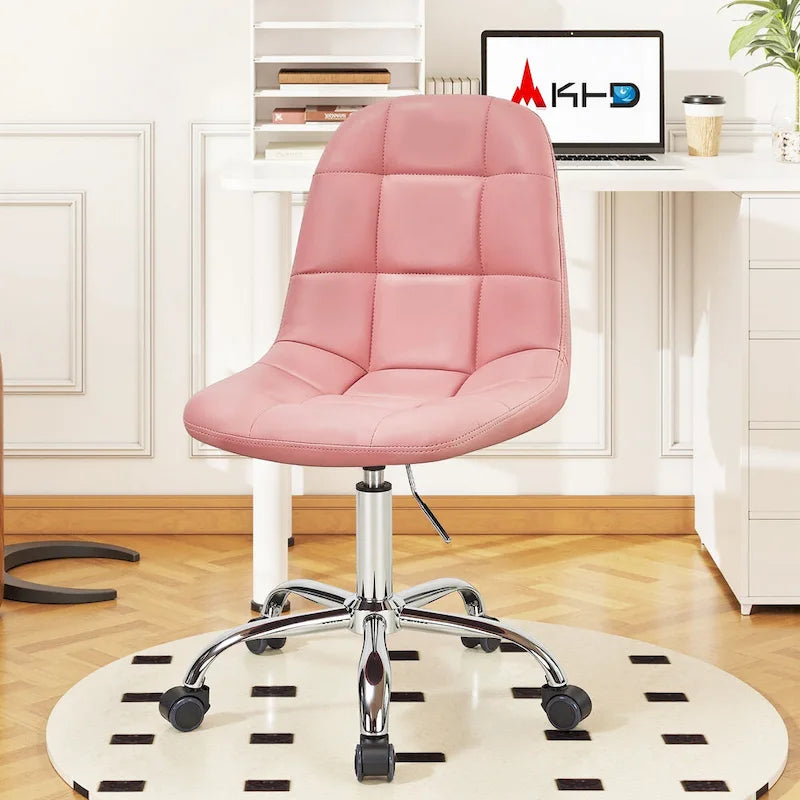 Chaise de bureau à domicile sans accoudoirs, chaise de bureau d'ordinateur réglable en hauteur avec roulettes