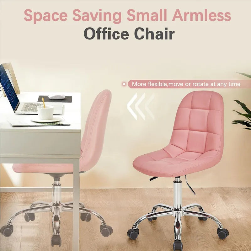 Chaise de bureau à domicile sans accoudoirs, chaise de bureau d'ordinateur réglable en hauteur avec roulettes