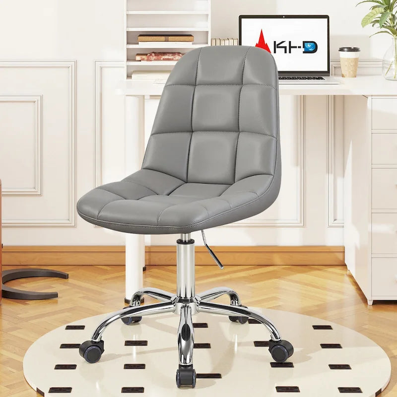 Chaise de bureau à domicile sans accoudoirs, chaise de bureau d'ordinateur réglable en hauteur avec roulettes