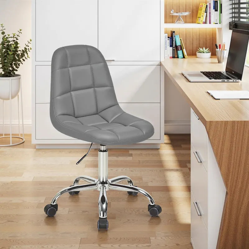 Chaise de bureau à domicile sans accoudoirs, chaise de bureau d'ordinateur réglable en hauteur avec roulettes