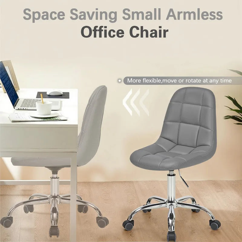Chaise de bureau à domicile sans accoudoirs, chaise de bureau d'ordinateur réglable en hauteur avec roulettes