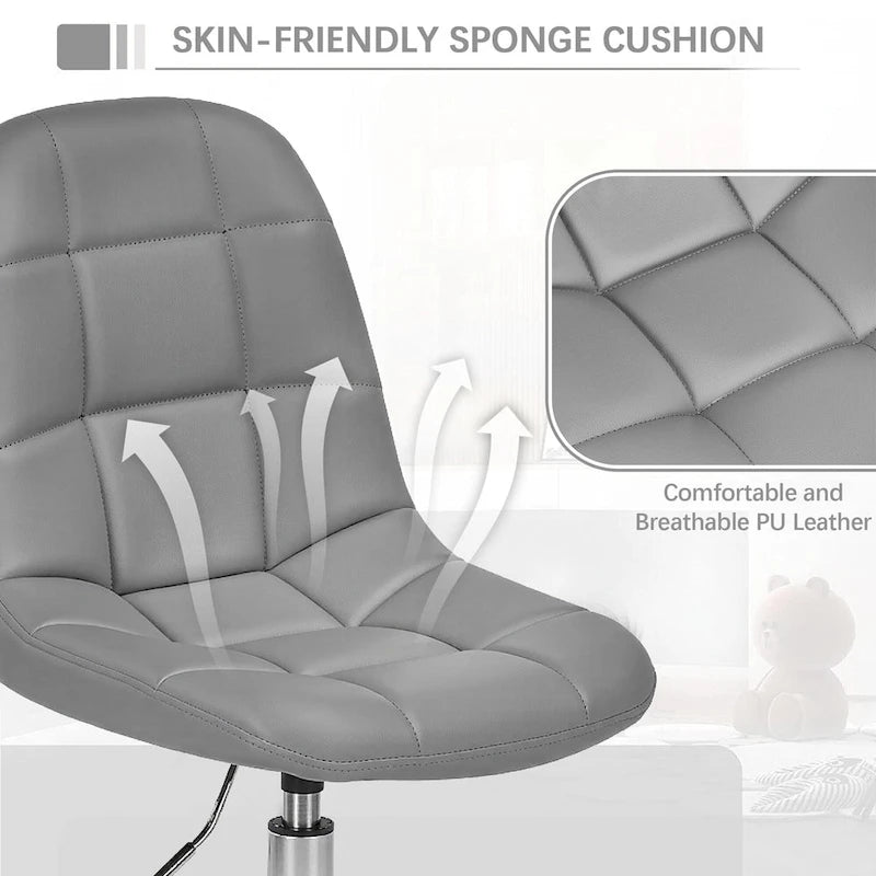 Chaise de bureau à domicile sans accoudoirs, chaise de bureau d'ordinateur réglable en hauteur avec roulettes