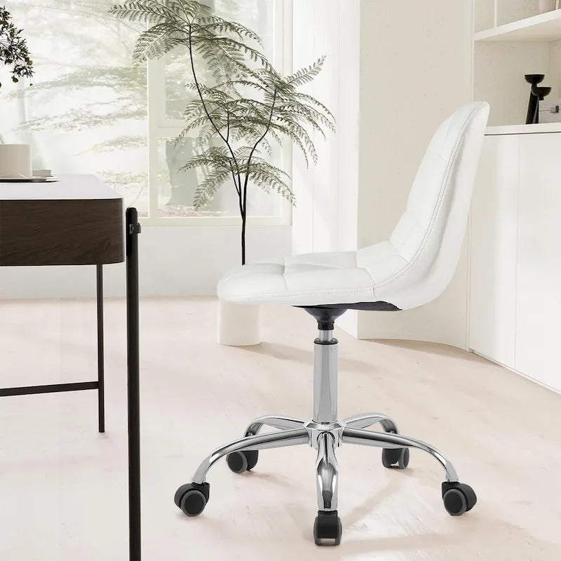 Chaise de bureau à domicile sans accoudoirs, chaise de bureau d'ordinateur réglable en hauteur avec roulettes