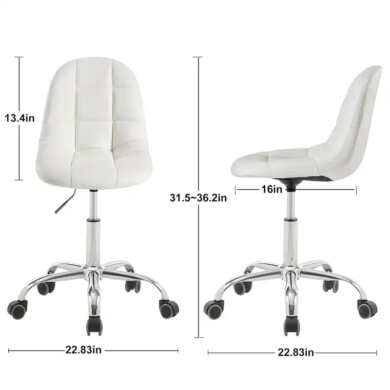 Chaise de bureau à domicile sans accoudoirs, chaise de bureau d'ordinateur réglable en hauteur avec roulettes