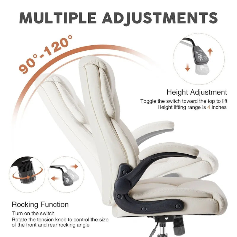 Chaise de bureau ergonomique réglable avec accoudoirs relevables