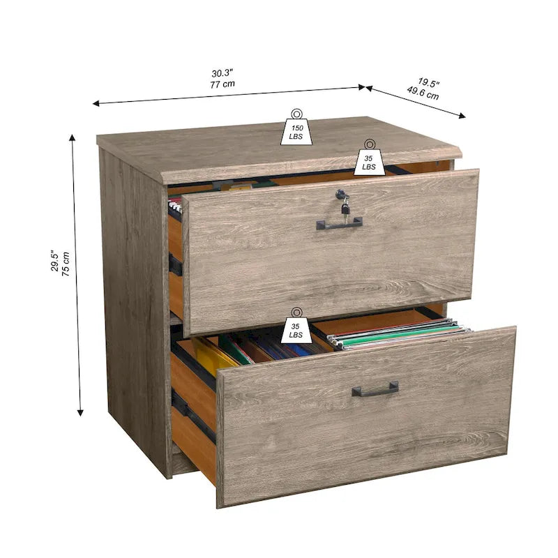 Classeur latéral 2 tiroirs avec serrure