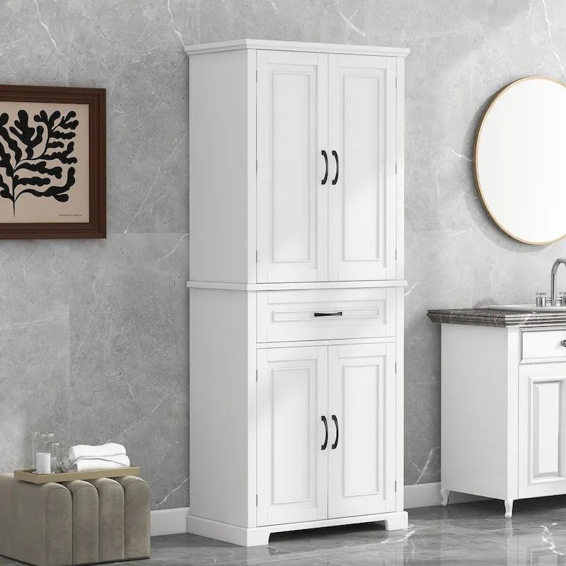 Meuble de Rangement Salle de Bain avec Portes et Tiroir,Multiples Espaces de Rangement,Étagère Réglable