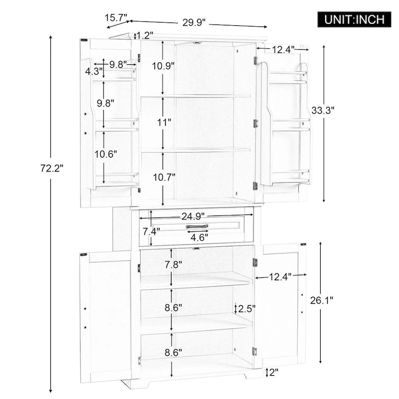 Meuble de Rangement Salle de Bain avec Portes et Tiroir,Multiples Espaces de Rangement,Étagère Réglable