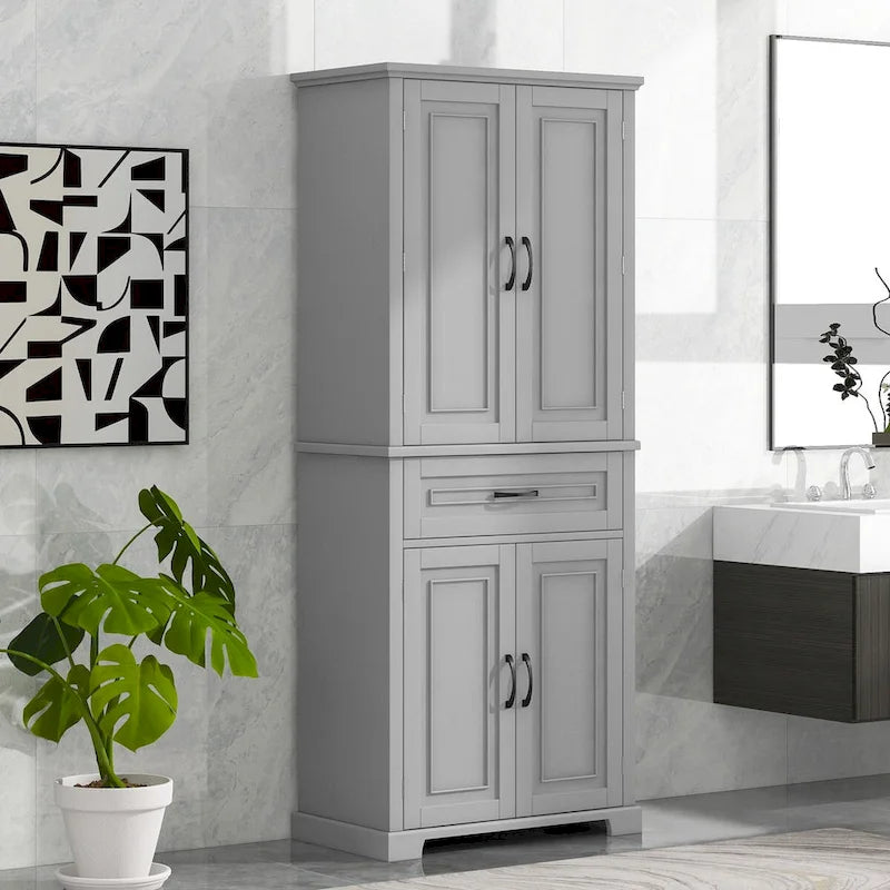 Meuble de Rangement Salle de Bain avec Portes et Tiroir,Multiples Espaces de Rangement,Étagère Réglable