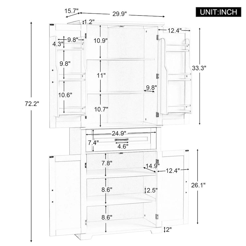 Meuble de Rangement Salle de Bain avec Portes et Tiroir,Multiples Espaces de Rangement,Étagère Réglable